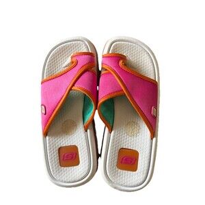 Vintage Y2K Skechers Pink Neon Chunky Platform Sandals Slides Buckle Sz 6